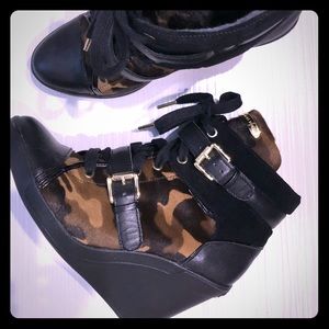 Michael Kors camo heeled sneakers